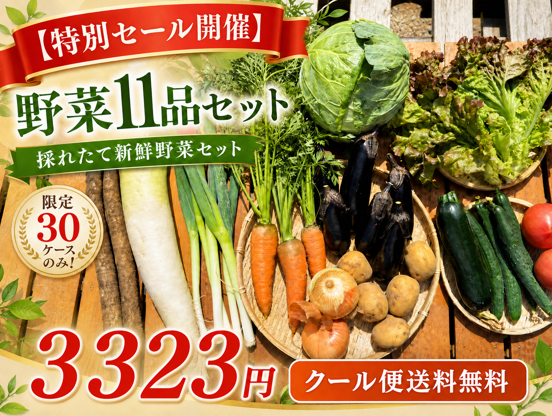 【限定30個】特売6/17訳アリ野菜11種（北海道と九州の方）※送料込み※