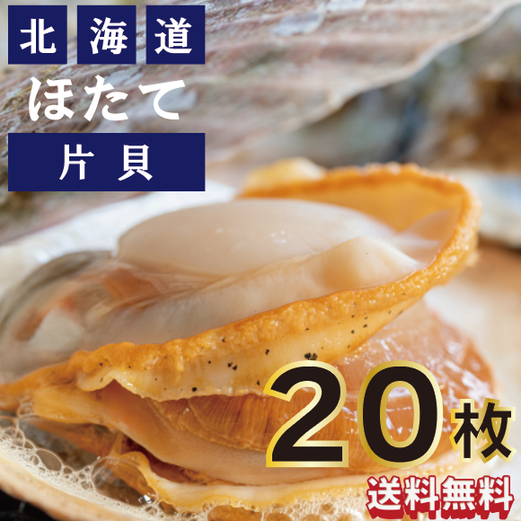 【本格BBQに!北海道産片貝ホタテ!大容量でお買い得!20枚入り!下処理不要で使いやすい!】市場仕入れ