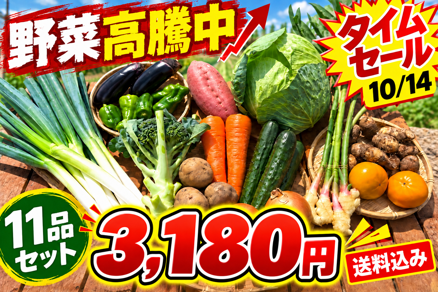 【タイムセール】10/14訳アリ野菜！（本州と四国の方）※送料込み※